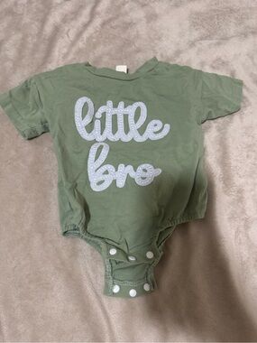 Little Bro Green Baby One-Piece Bodysuit